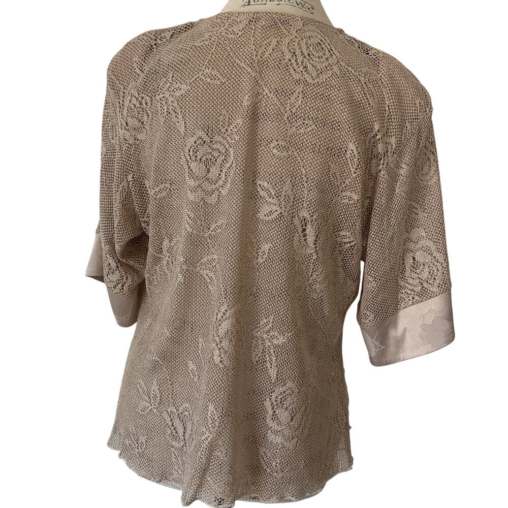 Spencer Alexis Vintage Floral Goldtone Lace Kimono Jacket Frog Closure Size L - Picture 3 of 8